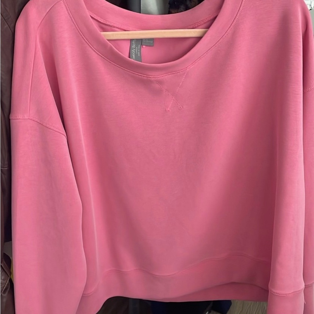 Sweaty Betty Pink Scoop Neck Crewneck Crew Neck